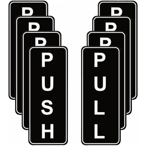 4 Pair Push - Pull Door Sign - Self Adhesive Vinyl Sticker (12.7 cm x 5 cm)