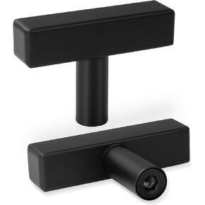 30 Pack Square Cabinet Knobs Matte Black Drawer Knobs 2" Length, Single Hole Kitchen Knobs for Cabinet Pulls, Stainless Steel Cabinet Handles for Bedroom Bathroom Office