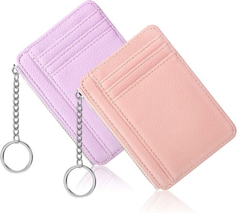 Buryeah 2 Pcs Slim Minimalist Wallet Leather Front Pocket Wallets RFID Blocking Wallets for Women Credit Card Holder for Work Travel in Kuwait