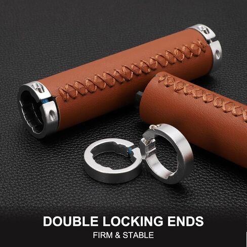 HARFINGTON Bike Handlebar Grips Model Comfortable Grips PU Leather Enhanced Grip BMX Grips with Hex Wrench and Double Aluminum Lock Ring for Mountain Bike and Scooters in Saudi Arabia