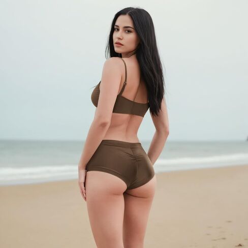 Annbon Ruched Scrunch Butt Bikini Bottoms Mid Rise boy Short Swim Bottoms Bathing Suit Bottoms for Women Full Coverage in Kuwait