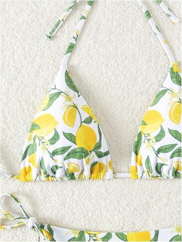 WDIRARA Women's Tropical Print Halter Bikini Set Tie Side Triangle Swimsuit Two Piece Bathing Suit in Saudi Arabia