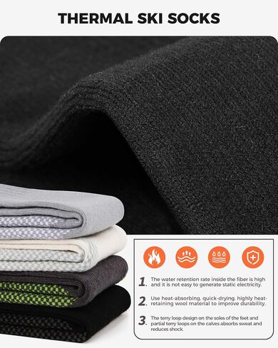 Findway Merino Wool Ski Socks ، اثنين من أزواج ركبة الثلج الثلج الجوارب الشتوية الدافئة للرجال نساء in Kuwait