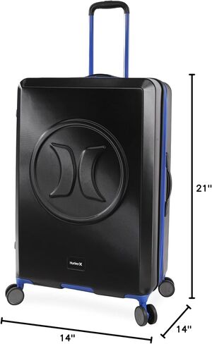Hurley Wave Hardside Spinner Luggage, Black/Blue, Check in in Saudi Arabia