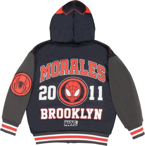 سترة Marvel Comics Boys Avengers and Spider-Man للأبطال الخارقين بأزرار وغطاء للرأس من الصوف للأطفال والأطفال الصغار in Kuwait