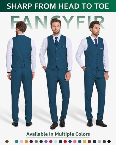 Men's 2-Piece Suit, Vest Pants Set for Men, Casual Waistcoat Trouser with Tie for Prom Wedding Homecoming in Kuwait