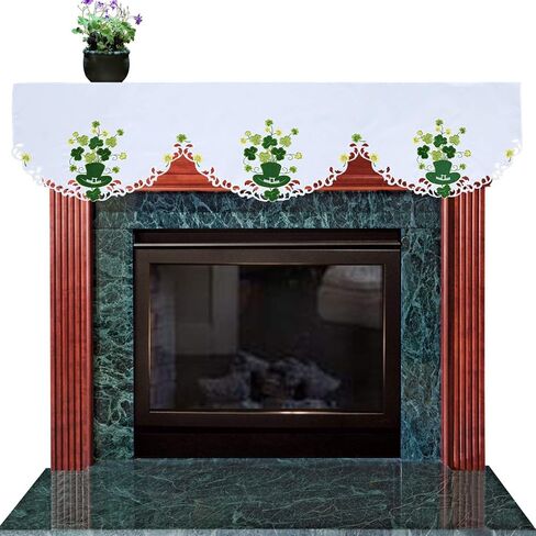 Simhomsen المطرزة الأيرلندية Clover Mantel Top Runner لعيد القديس باتريك (70 × 17 بوصة) in Kuwait