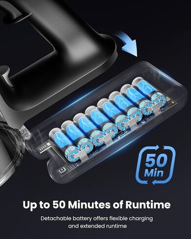 Proscenic Cordless Vacuum Cleaner, 45Kpa 50Mins Runtime Vacuum Cleaners for Home with Green Light, Anti-Tangle, LED Display, Lightweight Stick Vacuum for Pet Hair, Floor&Carpet, P13(Silver) in Saudi Arabia