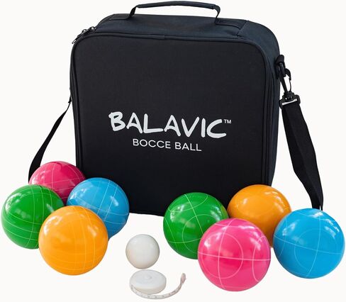 100mm Resin Bocce Ball Set Multicolor Balls w Pallino, Carry Bag, Measuring Tape - Perfect for Backyard, Beach, Parties, Lawn Games with Families & Friends, 2-8 Players Entertainment in Saudi Arabia