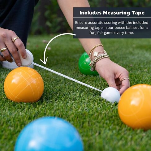 100mm Resin Bocce Ball Set Multicolor Balls w Pallino, Carry Bag, Measuring Tape - Perfect for Backyard, Beach, Parties, Lawn Games with Families & Friends, 2-8 Players Entertainment in Saudi Arabia