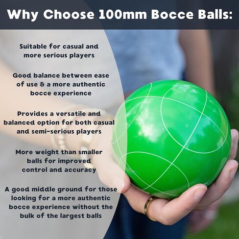 100mm Resin Bocce Ball Set Multicolor Balls w Pallino, Carry Bag, Measuring Tape - Perfect for Backyard, Beach, Parties, Lawn Games with Families & Friends, 2-8 Players Entertainment in Saudi Arabia