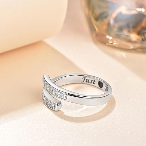 خاتم مجوهرات ملهم من الفضة الإسترليني عيار 925، خاتم Just Breathe، قابل للتعديل للنساء والرجال in Kuwait