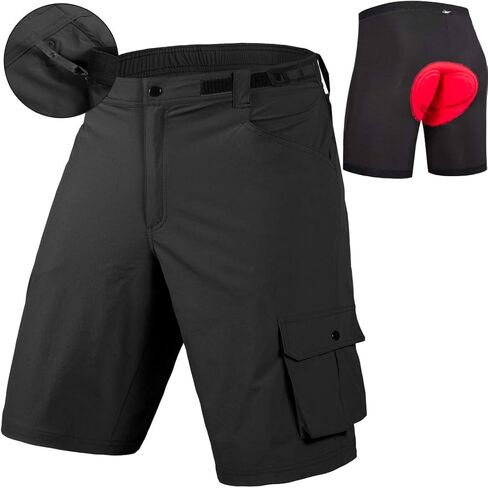 شورت الدراجات الجبلية للرجال مع شورتات MTB ذات الدراجات ثلاثية الأبعاد ثلاثية الأبعاد ، سراويل داخلية للدراجات الخفيفة ذات الوزن الفضفاض in Kuwait