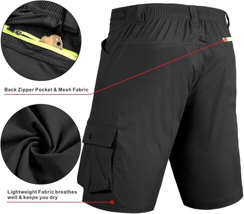 شورت الدراجات الجبلية للرجال مع شورتات MTB ذات الدراجات ثلاثية الأبعاد ثلاثية الأبعاد ، سراويل داخلية للدراجات الخفيفة ذات الوزن الفضفاض in Kuwait