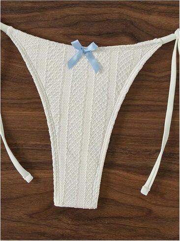 Women's 2 Piece Bikini Set Bow Decor Halter Triangle Swimsuit Cheeky String Bathing Suit in Saudi Arabia