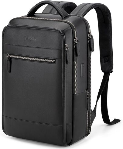 Tzowla Leather Laptop Backpack for Men and Women,Genuine Leather Vintage Backpacks with USB/Type-C Charging Port Fits 15.6inch Notebook,Business Work Travel Slim Daypack-Brown in Kuwait