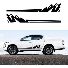 90"Racing Stripe Car Sticker Mountain Graphic Decorative Door Waterproof Vinyl Decal Accessories for car Trucks Off-Road Vehicle transporters（2PCS） (Black)