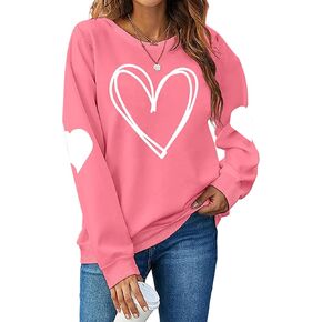 Valentine Sweatshirts for Women Cute Love Heart Graphic Valentine Sweatshirt Long Sleeve Crewneck Valentine Shirt