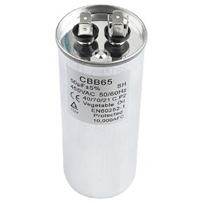 CBB65 50 uF 450 VAC 5% 50 MFD Round Run Start Capacitor for AC Condenser Straight Cool or Heat Pump Conditioner, Pool Pump, Condenser Fan, Furnace Blower, Dehumidifier, Air Compressor, Air Conditioner