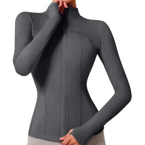 VUTRU Women's Workout Yoga Jacket Lightweight Slim Fit Athletic Jacket Full Zip Running Track Jacket (Grey,L)