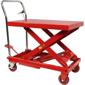 660LBS Hydraulic Lift Table Cart, 31" Lifting Height, Double Scissor Lift Table with 4 Wheels and Non-Slip Pad, Hydraulic Scissor Lift Table for Material Handling and Transportation