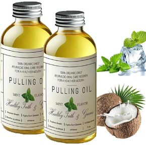 Coconut Oil Pulling for Teeth-Cocofresha Powerful Organic Coconut Peppermint Pulling Oil 4 Oz, Pulling Oil for Teeth and Gums, Pure Organic Coconut Oil Pulling Mint Freshness, Natural Cleanse (2)