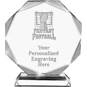 Football Crystal Awards, 6.75" Custom Fantasy Football Award with Engraving Included Prime