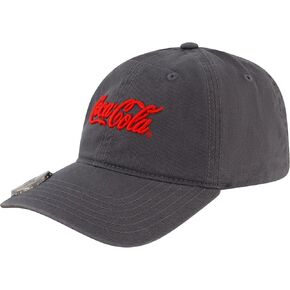 Coca Cola Dad Hat, Logo Cotton Adjustable Baseball Cap with Curved Brim and Bottle Opener, Grey, One Size