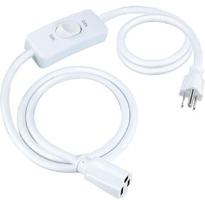 Long Extension Cord with Switch On/Off 3 Prong Grounded Plug Indoor Power Cord 6.56 FT Insulated & Flame Retardant, Indoor Use, UL Listed