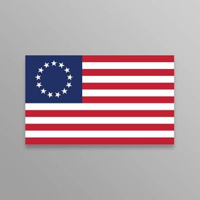 Bety Ross Flag Thirteen Stars Original U.S. Colonies First Flag American Vinyl Decal Sticker Car Window Bumper 2-Pack 5-Inches By 3-Inches Wide Premium Quality Vinyl UV Protective Laminate PDS2068