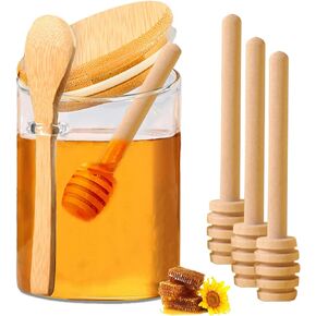 Glass Honey Dispenser No Drip with DIPper and Spoon, 16 Oz Oversize Glass Honey Jar with Lid -Jar Set Honey Pot/Containers with Wooden Honey Dipper Thank You Gift