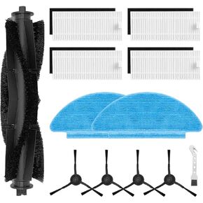 Accessories Kit for Tikom L9000/L8000/L8000 Pro,for Lubluelu SL60D, for Laresar L6 Nex, for HONITURE Q6 SE Robot Vacuum Cleaner, 1 Roller Brush, 4 Filters, 2 Mop Pads, 4 Side Brushes, 1 Clean Brush
