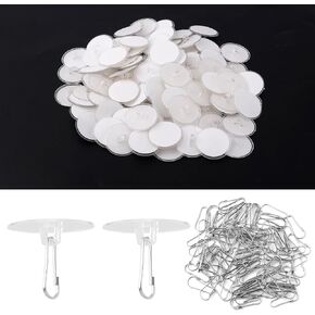 100pcs Self Adhesive Ceiling Hooks, Round Wall Hooks No Drill Adhesive Hooks Hanger for Hanging Sticky Detachable Drop Sticker Ceiling Hooks for Hanging Birthday Wedding Decorations