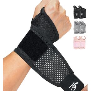 HiRui 2-Pack Ultra-Thin Mesh Wrist Wraps - Breathable, Adjustable Wrist Support for Workouts & Daily Use - Unisex Wrist Brace for Pain Relief, Tendonitis, Carpal Tunnel - One Size Fits All (Black)