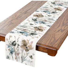 Spring Table Runner, Floral Leaves Runner Seasonal Spring Kitchen Dining Table Decoration for Home Party Decor 13x72 Inch
