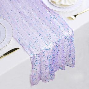 2 PCS Iridescent Sequin Table Table Runner 12 × 72 بوصة حورية البحر الجدول العداء Glitter Mermaid الحزب ديكور حفل زفاف عيد ميلاد ديكور استحمام الطفل (أرجواني)
