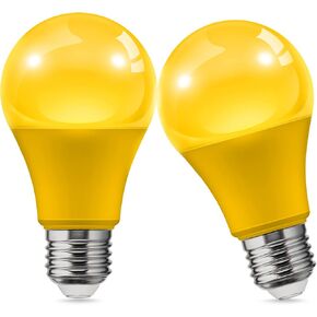 L LOHAS LED Yellow Bug Light Bulbs Outdoor, A19 9W Bug Lights for Outside, 60W Equivalent, 2000K Amber Porch Light Bulb, Non-Attracting, E26 Base, Not-Dimmable, Ideal for Patio, Deck, Backyard, 2 Pack