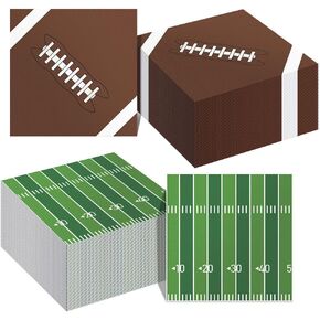 Superbowl Party Decorations, Football Napkins, 100 PCS Disposable Football Paper Napkins, Football Cocktail Napkins, Decorative Dinner Hand Napkins for Football Tailgate Party Decorations Supplies