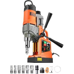 VEVOR Magnetic Drill, 1450W Motor 2 in Boring Diameter, 2878 lbf Portable Electric Mag Drill Press, with 6 Coring Bits, Variable Speed, Drilling Machine for Metal Surface, Home Improvement Industry