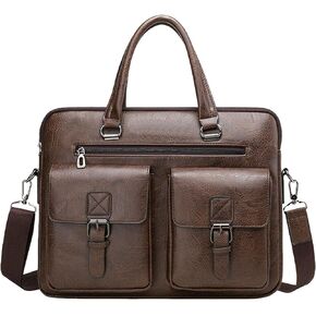 16 Inch Leather Briefcase, Laptop Messenger Bag, Office Satchel Bag, Handbag, Shoulder Bag