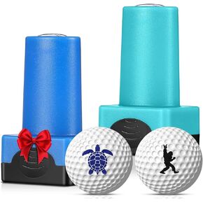 Gersoniel 2 Pack Golf Ball Stamp Self-Inking Golf Ball Stamp Markers Reusable Golf Ball Marking Tool to Identify Golf Balls for Golfer Gift Golfing Accessories(Cute)