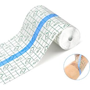 Waterproof Bandages,Tattoo Aftercare Bandage Tape,Second Skin Tattoo Cover Up,Adhesive Bandages for Wounds Swimming Shower,1 Roll 3.9lnch×5.4Yard Transparent Film Dressing Bandages Patches for Skin