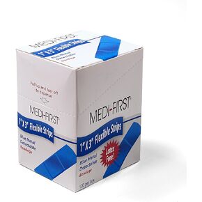 Medique Products 68033 Metal Detectable Bandages, Blue, 1-Inch X 3-Inch, 100-Per Box
