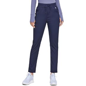 Womens High Waisted Scrub Pants Straight Leg Pull-On Cargo Pants with 6 Pockets Drawstring Medical Uniforms