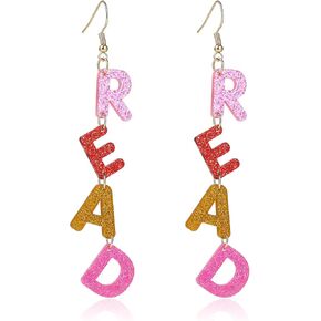 Personality Teacher Student Earrings Pencil Books Dangle Drop Earrings Wooden Read Earrings Teachers Appreciation Day Gifts Reading for Women Back to School Jewelry Graduation Gift