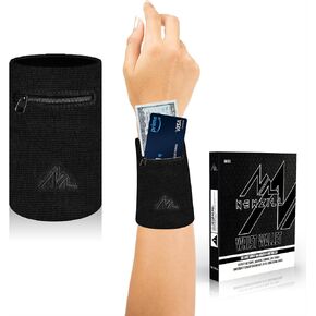 NEWZILL Wrist Wallet Wristband with Zipper - Cotton Sweatbands for Men & Women, Ideal for Sport, Running, Walking, Basketball, Football, Tennis, Hiking, Workout, and More