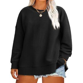 Beautife Womens Plus Size Sweatshirt Crewneck Long Sleeve Casual Ribbed Pullover Top Loose Fit 2024 Fall Outfits Clothes