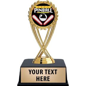 Crown Awards Pinball Trophies with Custom Engraving, 6" Personalized Pinball Trophy On Black Base Prime