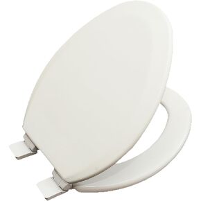 Toilet Seat, Slow Close, Premium Moulded Wood, Quick Release, Elongated, White, PIKLiDS