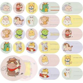 120Pcs Kids Bandages 12 Styles Zodiac Themes Animal Pattern Bandaids Variety Pack, 0.9In Round Vaccination Bandage Adhesive Plaster Dot, Kids Bandaids for Small Wounds, Pimples, Vaccination and Blist